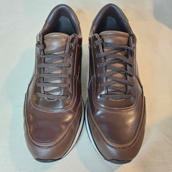 ZARA Men's Brown Leather Lace Up Trainers - Size 41 - Picture 2 of 7